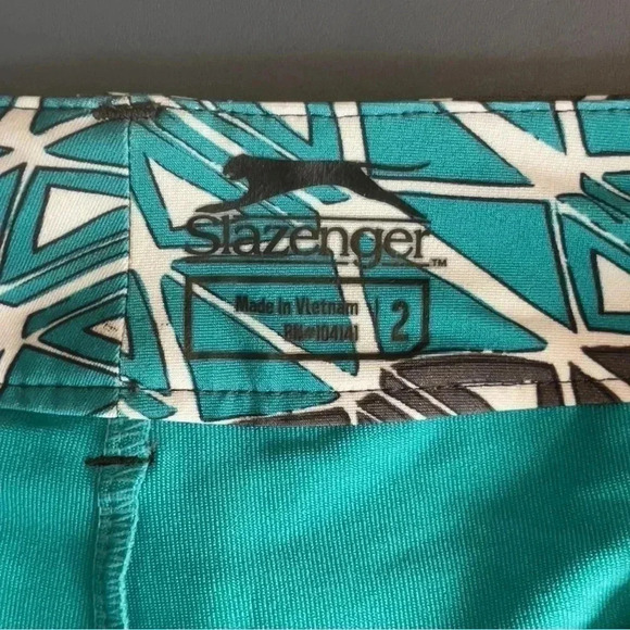 Slazenger Women’s Geometric Golf Skort 2 Teal Yellow Pink Zip Closure Shorts - Picture 10 of 13